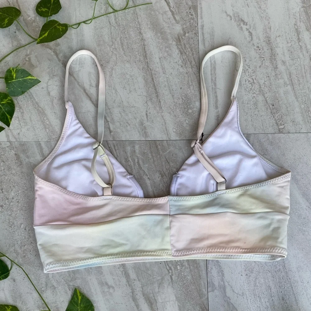 Nasty Gal Swimsuit NEW Top SMALL Cutout Bathing suit Pink Underwire Bikini beige
